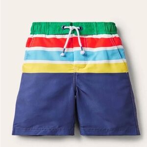 Boden Teal and White Lined Swim Shorts 11-12Y